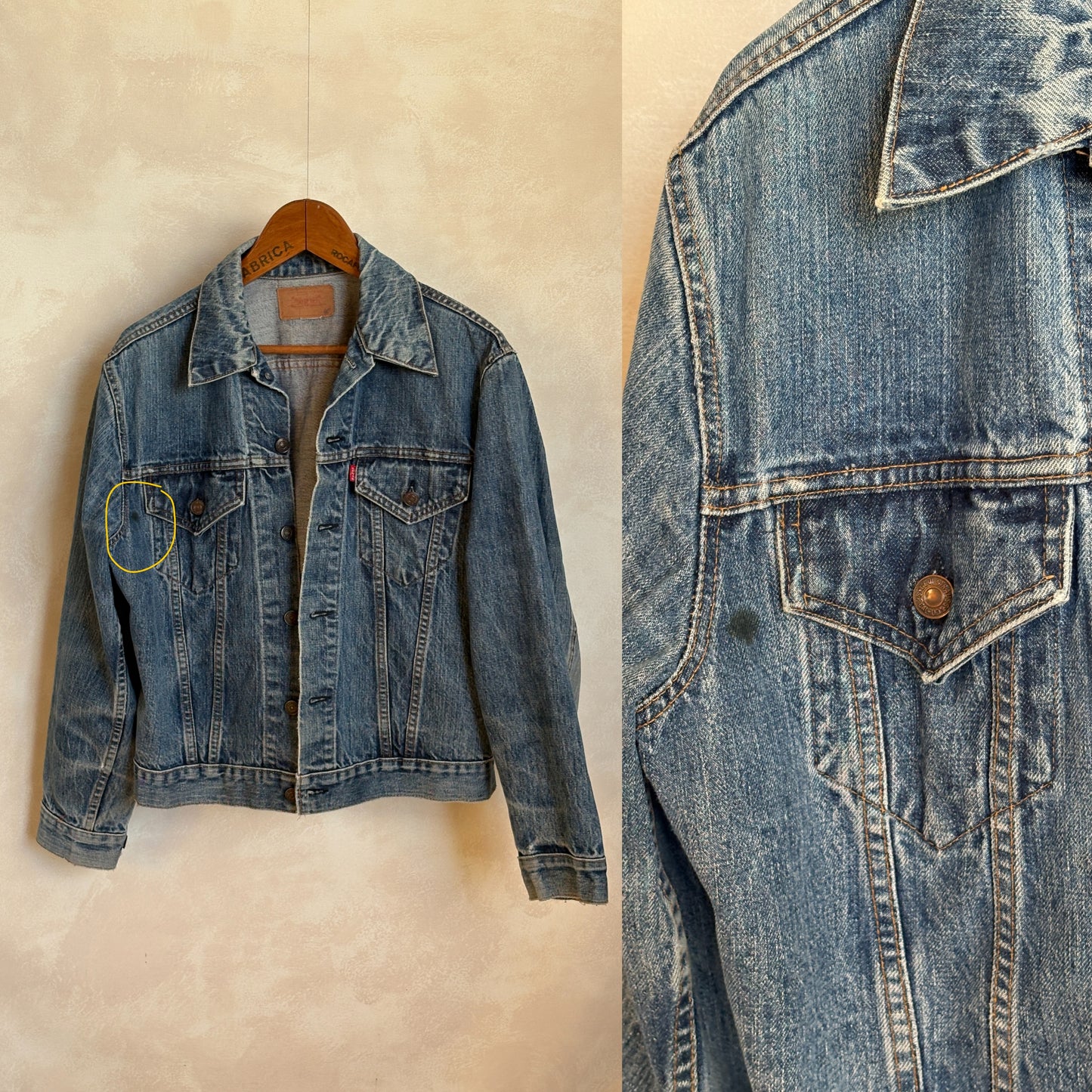 Size 40US / 50EU. Vintage 70s Levi’s Denim Jacket – 2 Pockets – Made in USA