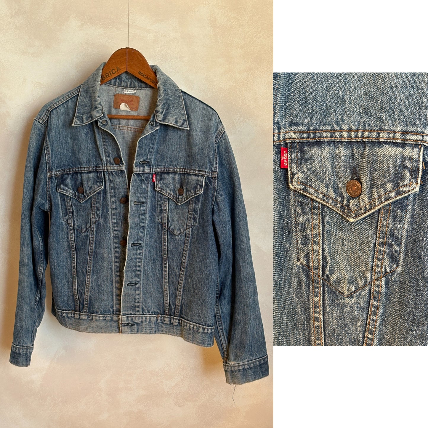 Size 42US / 52EU. Vintage late 70s 70505 Levis 2 pockets made in USA