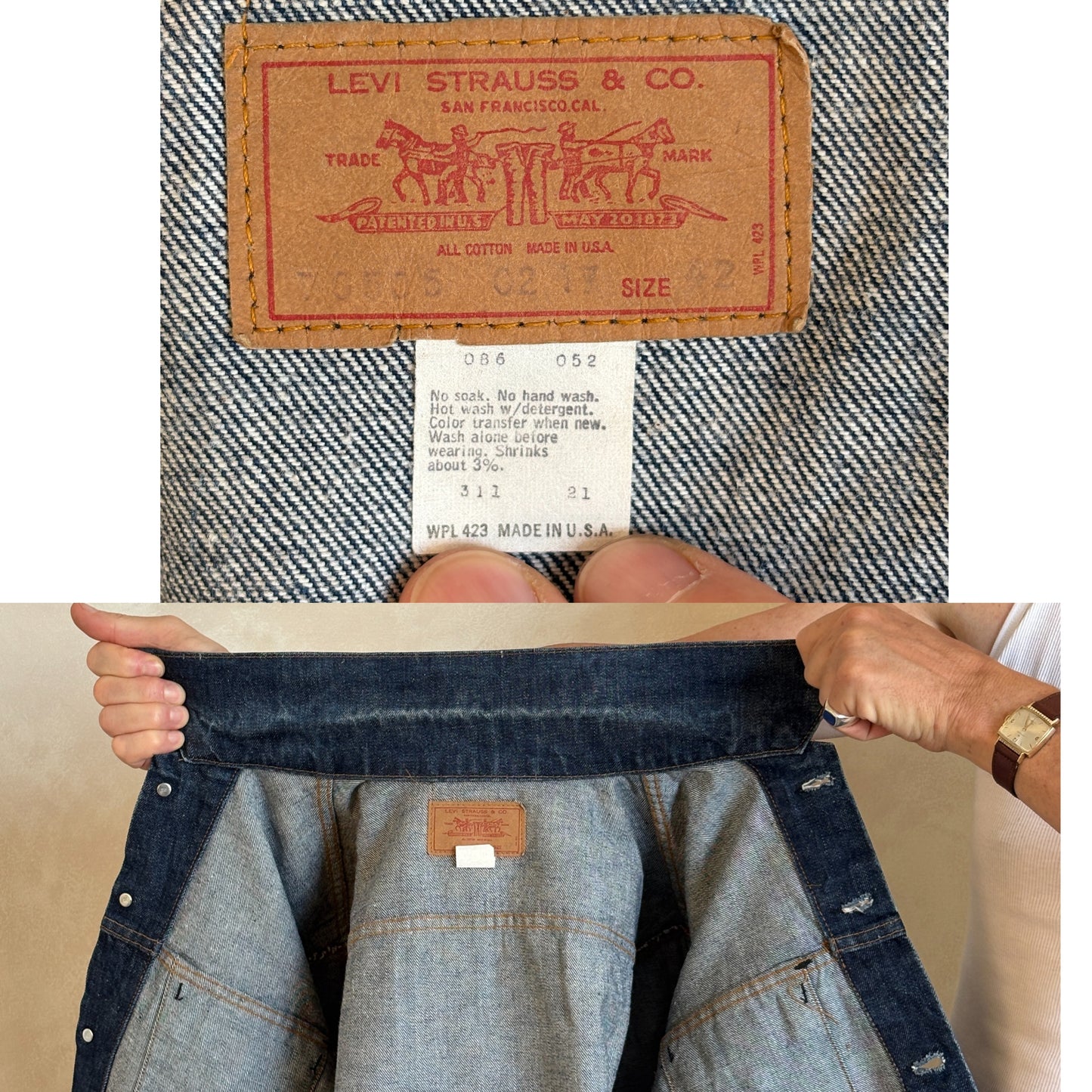 Size 42US / 52EU . Vintage 70s Levis jacket Made in USA.