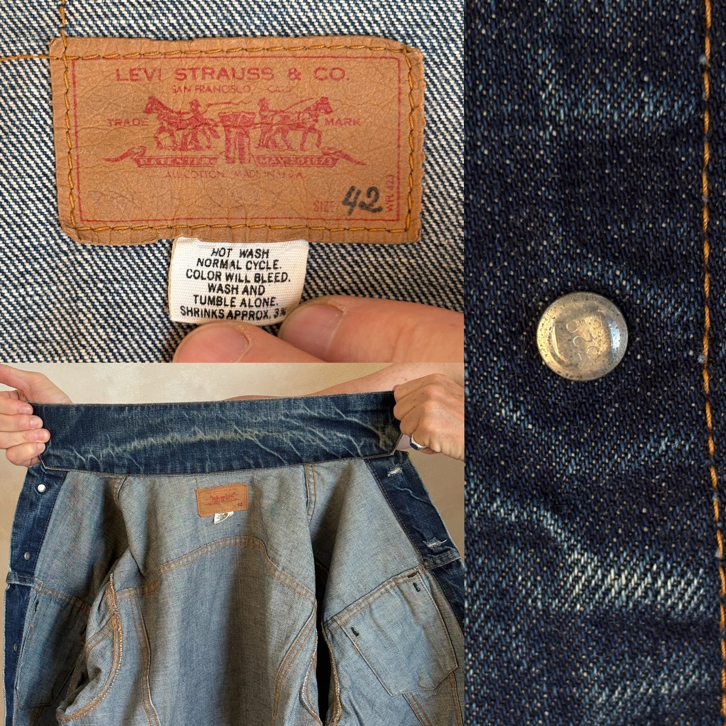 Size 42US / 52EU . Vintage 70s Levis single stitch jacket Made in USA.