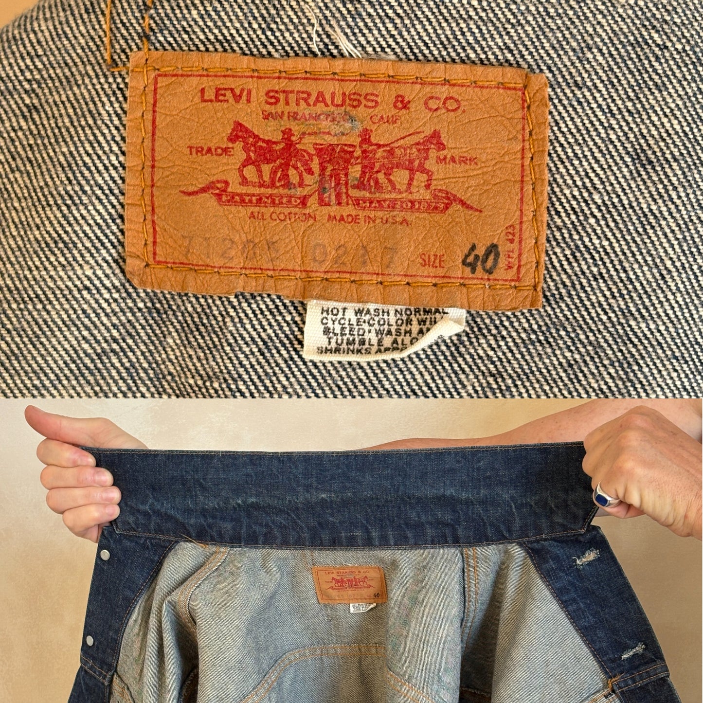 Size 40US / 50EU . Vintage 70s Levis single stitch jacket Made in USA.