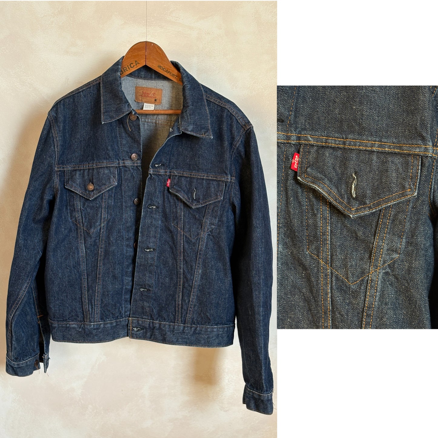 Size 46US / 56EU .Vintage 70s Levi’s Denim Jacket – 2 Pockets – Made in USA