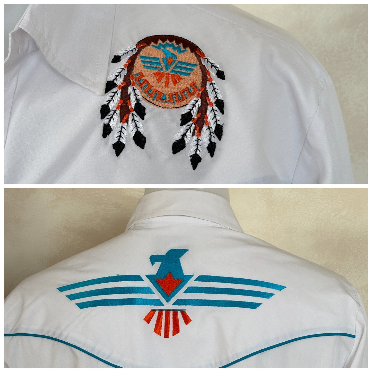 Size M. Authentic Vintage 80’s embroidered Western Shirt