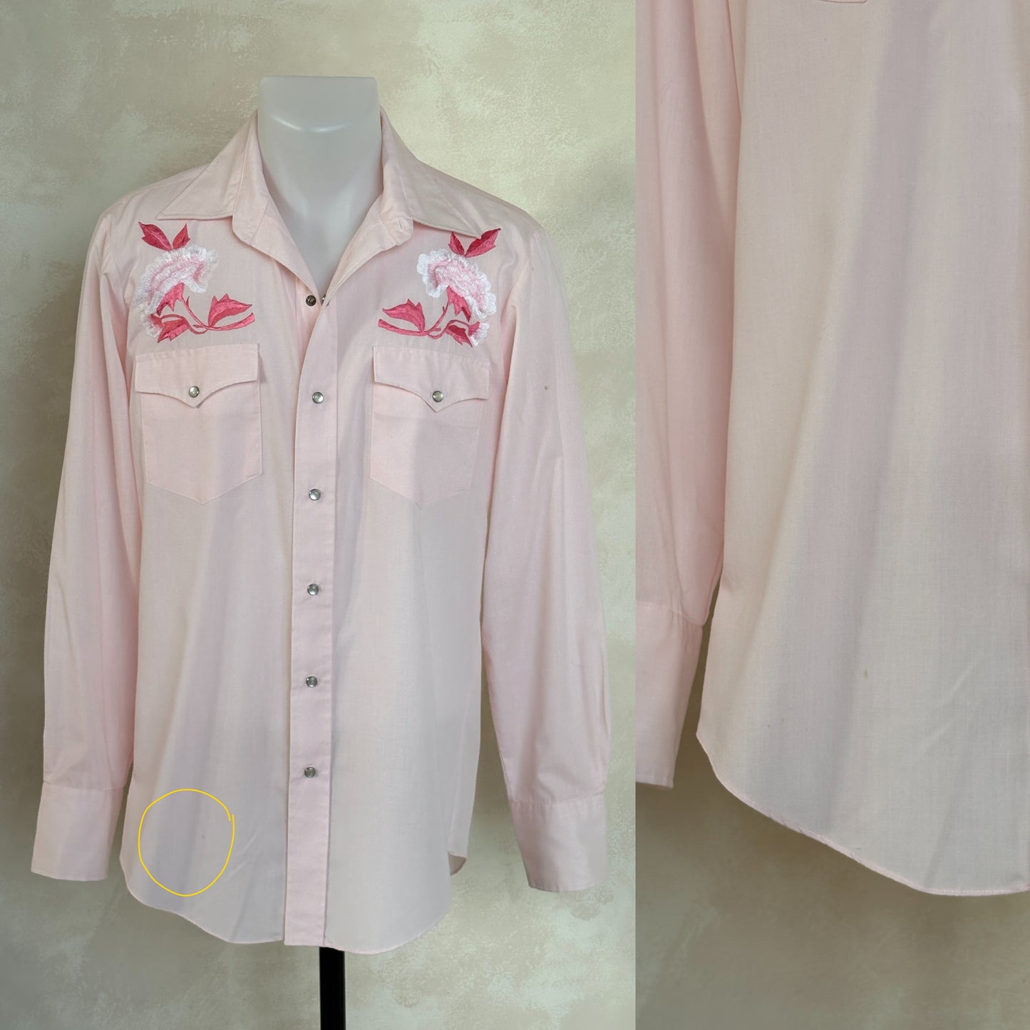 Size M. Authentic 70’s embroidered shirt Western Shirt