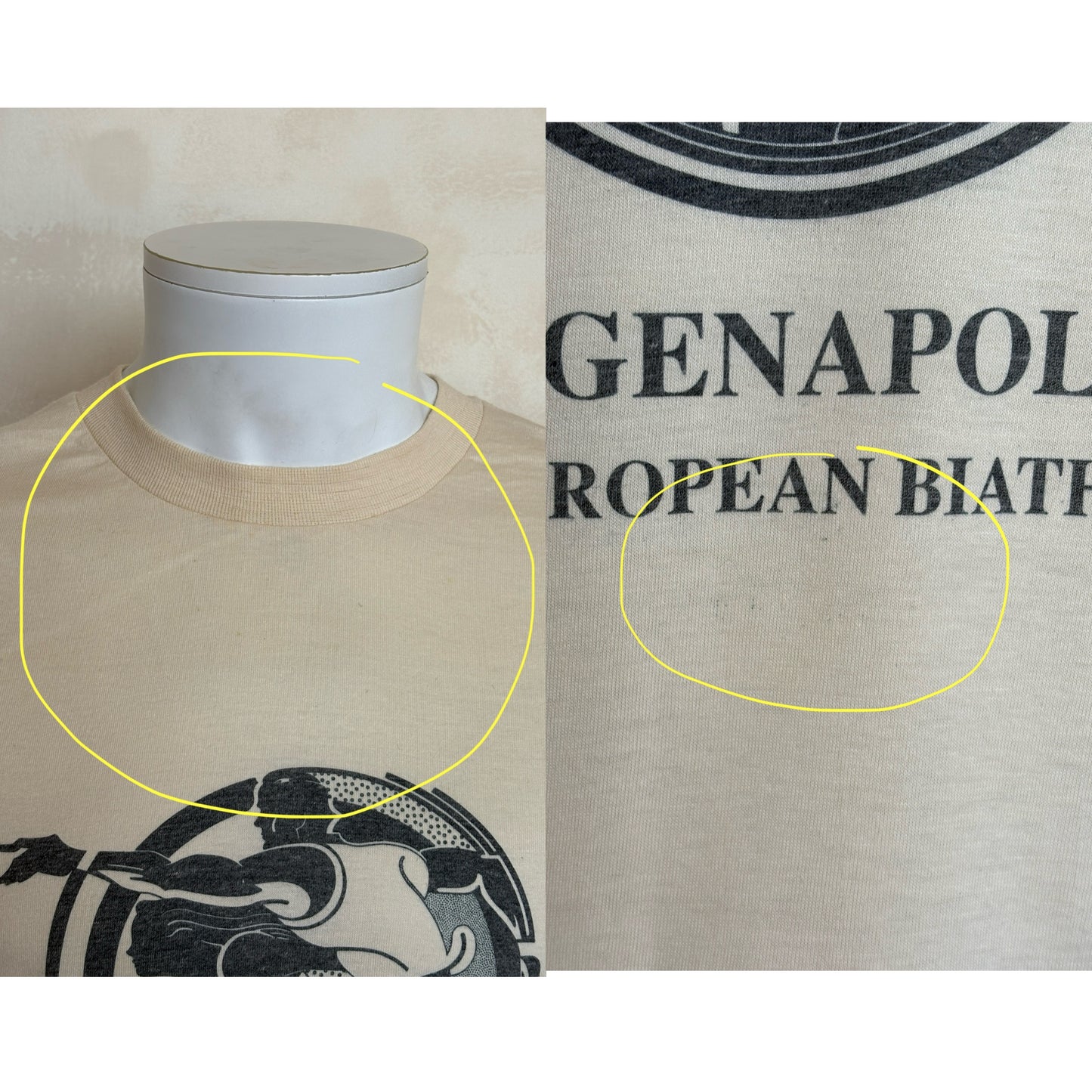 Vintage 1990 Skagenapoli Trans-European Biathlon T-Shirt – Denmark to Italy Route Map Tee. Large
