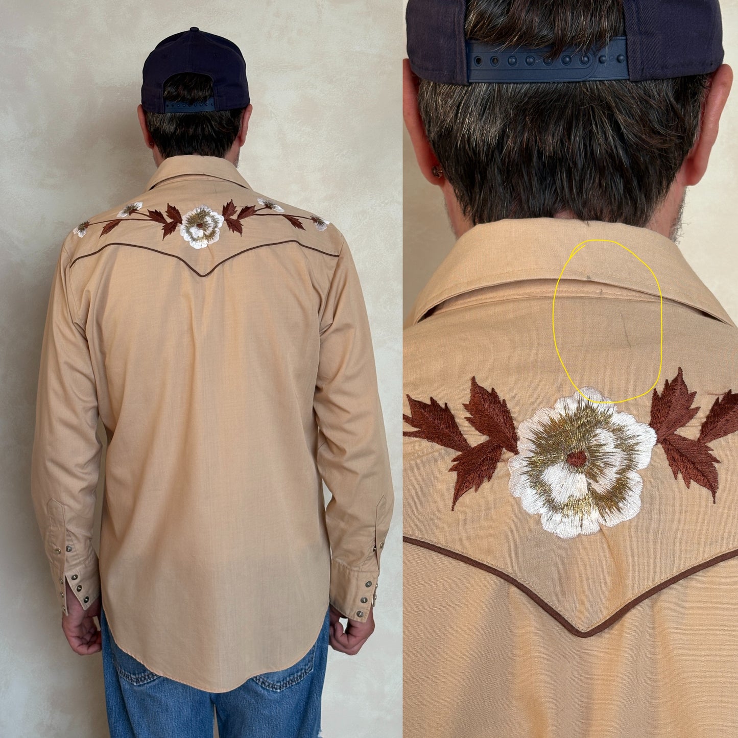Size M. Authentic 70’s H Kenny Rogers embroidered shirt Western Shirt