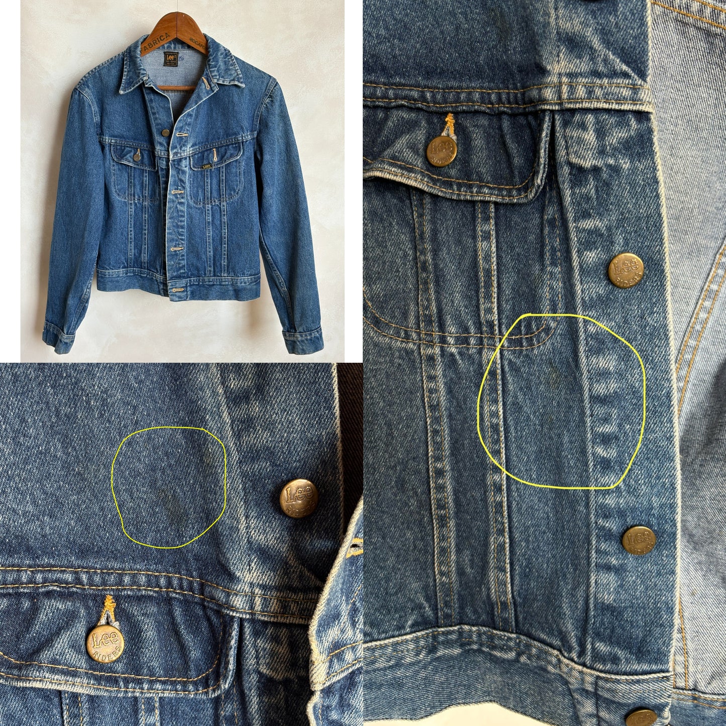 Size 36US / 46EU .  Vintage 80s Lee Denim Jacket – 2 Pockets – Made in USA