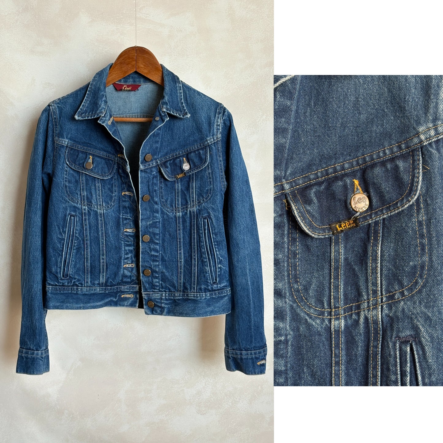Size 34US / 44EU .Vintage 80s Lee Denim Jacket – 4 Pockets – Made in USA