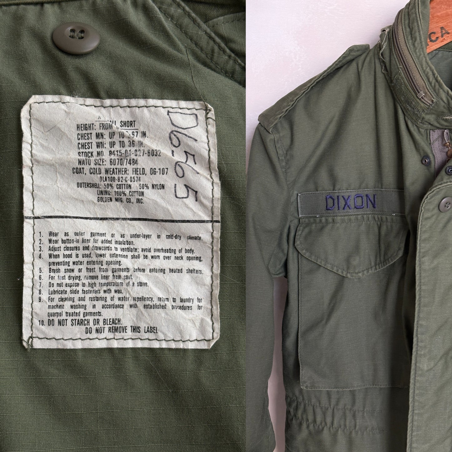 X Small Short. Authentic 1982 US Army M-65 field jacket Military