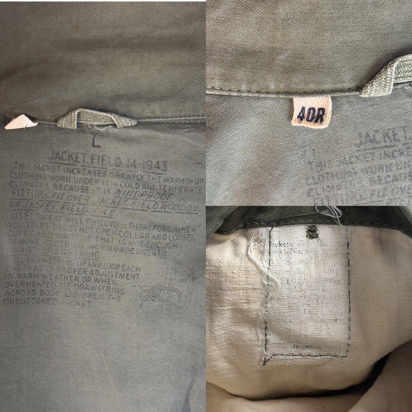 Size 40Reg US / 50EU . Authentic US Army M-43 1943 Jacket