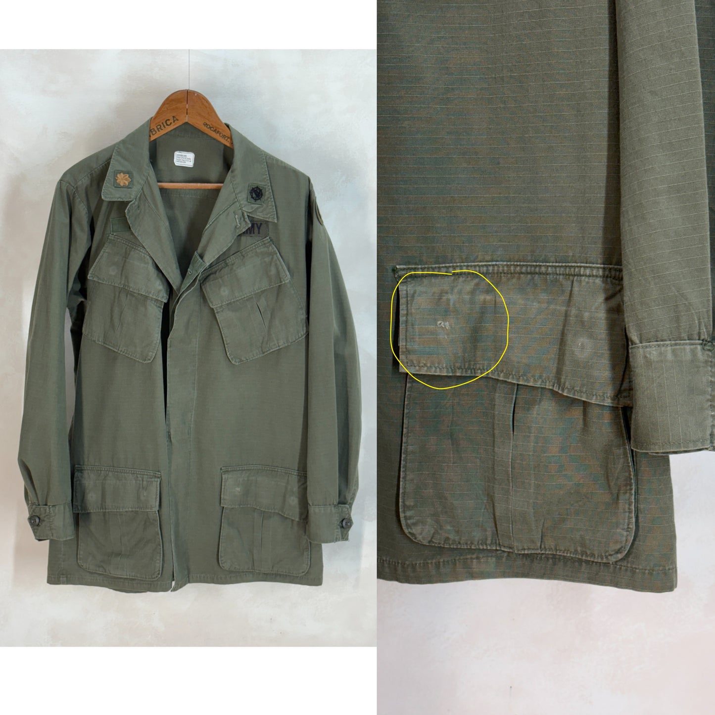 Med Long. Authentic 1969 US Army vintage Vietnam jungle jacket.