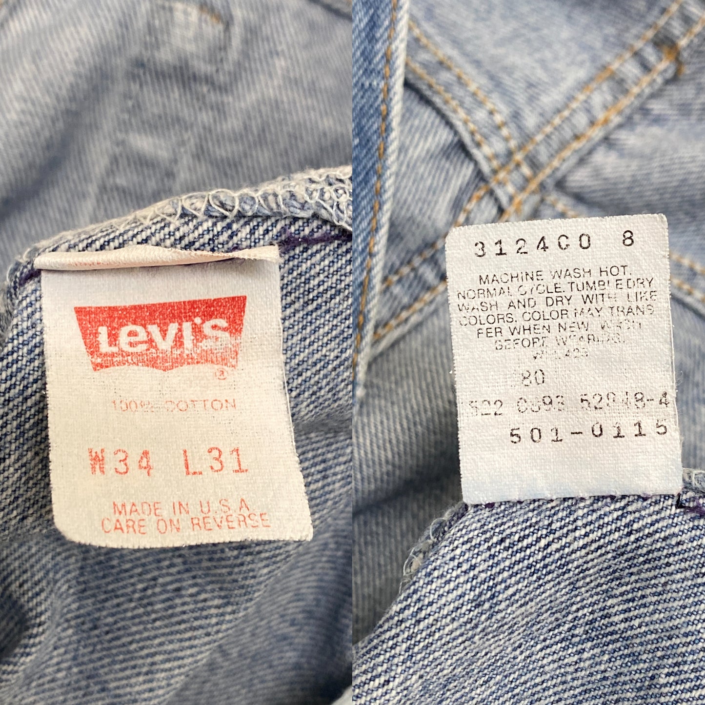 34X31 Levi's 501 Vintage Denim Jeans Made in USA