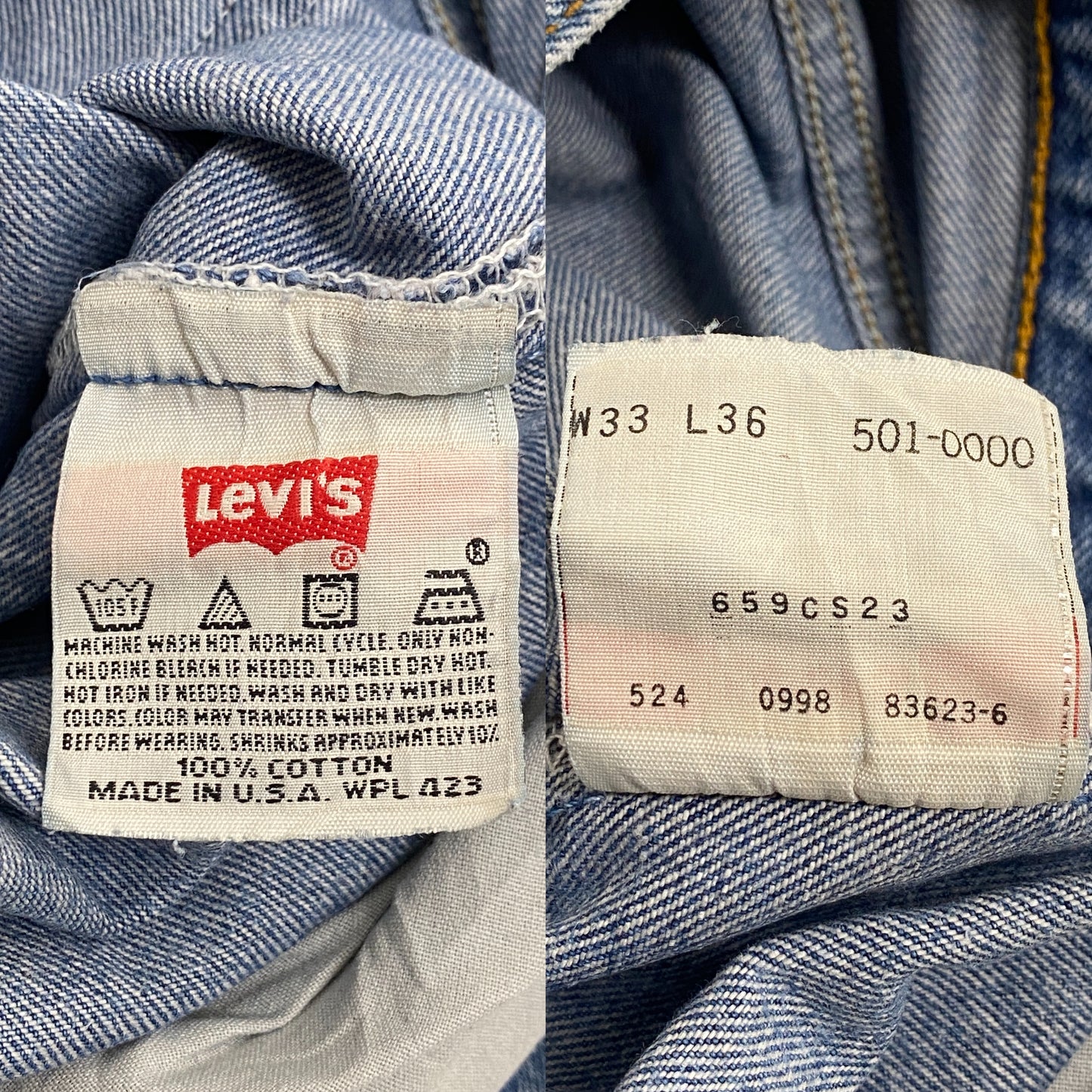 33X36 Levi's 501 Vintage Denim Jeans Made in USA