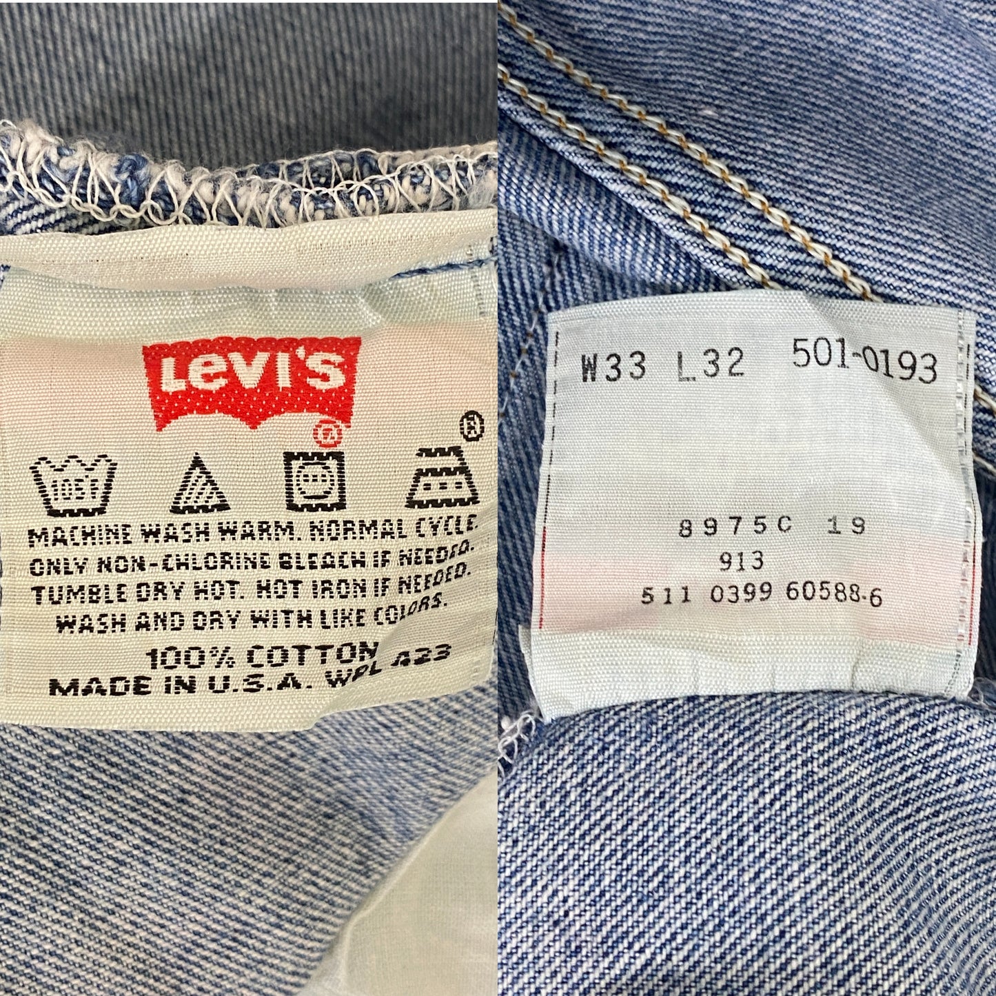 33X32 Levi's 501 Vintage Denim Jeans made in USA