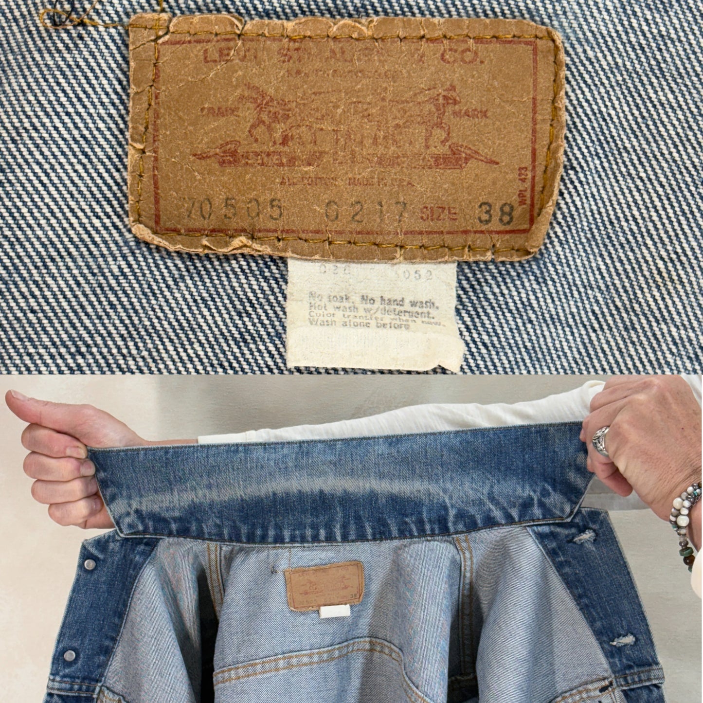 Size 38US / 48EU. Vintage 70/80s 70506 Levis 2 pocket jacket  Made in USA