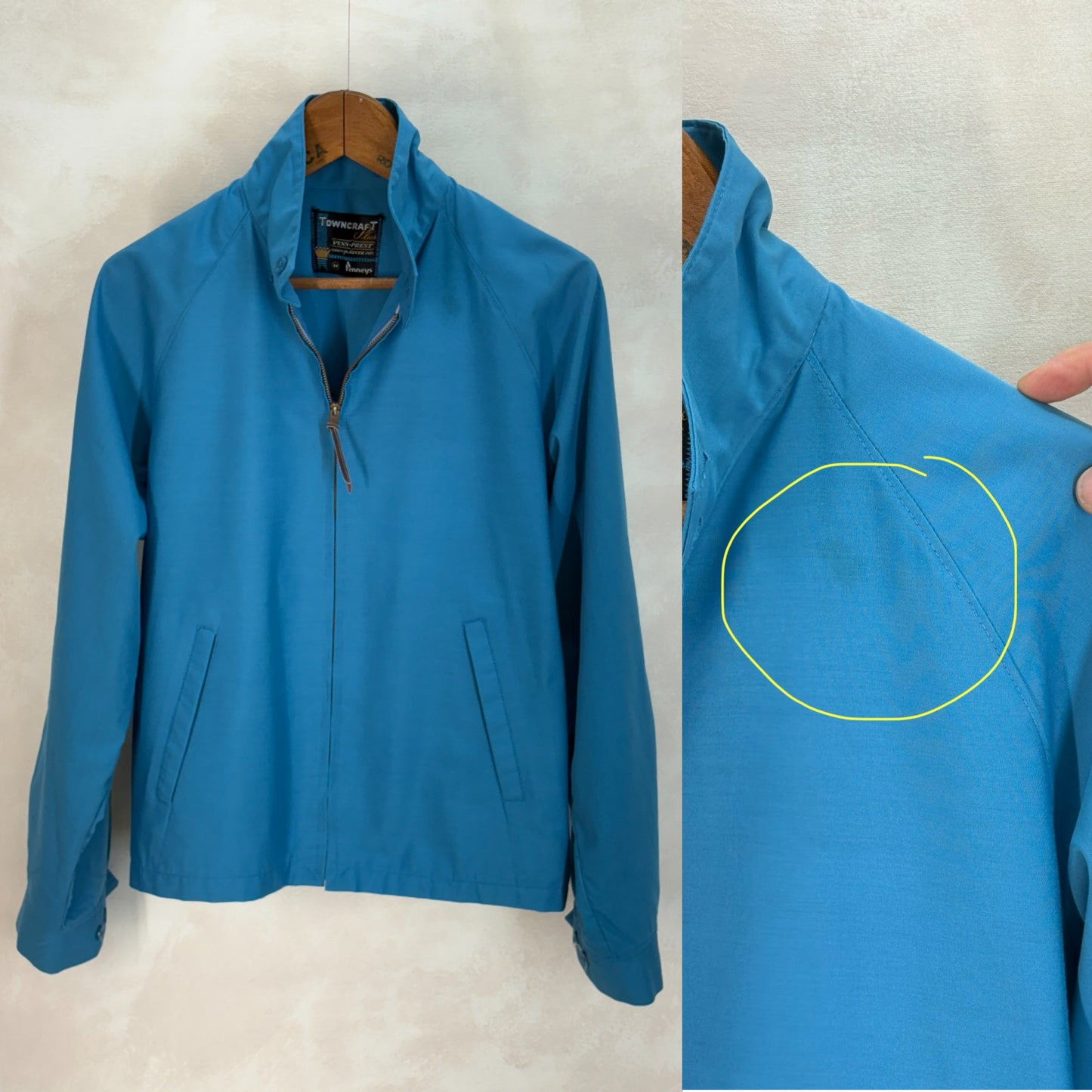 Size Med , 70s Towncraft Vintage Lightweight Cotton-Blend Zip Jacket