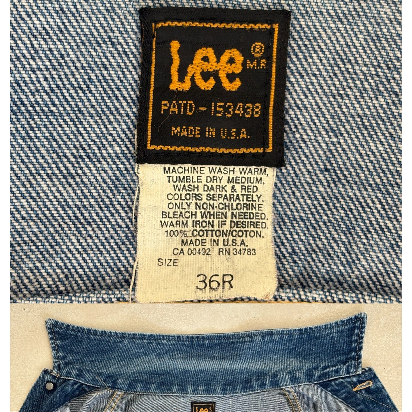 Size 36US / 46EU .Vintage 80s Lee Denim Jacket – 4 Pockets – Made in USA