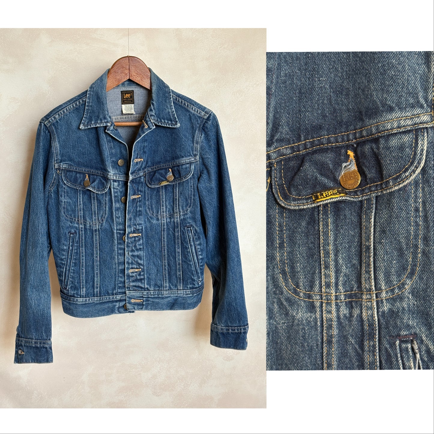 Size 36US / 46EU .Vintage 80s Lee Denim Jacket – 4 Pockets – Made in USA