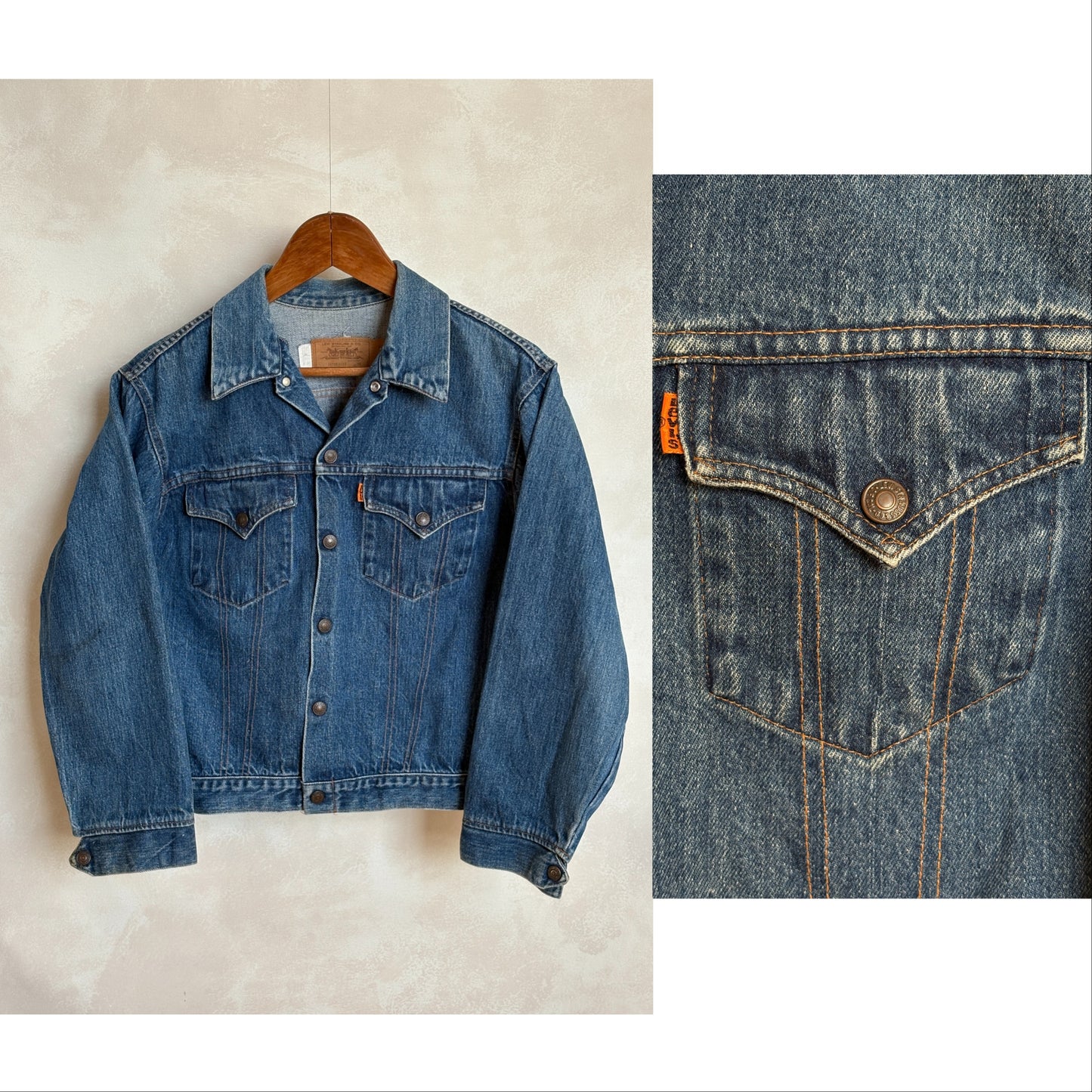 Size 34/36 .Vintage 70s Levi’s Denim Jacket – 2 Pockets – Made in USA