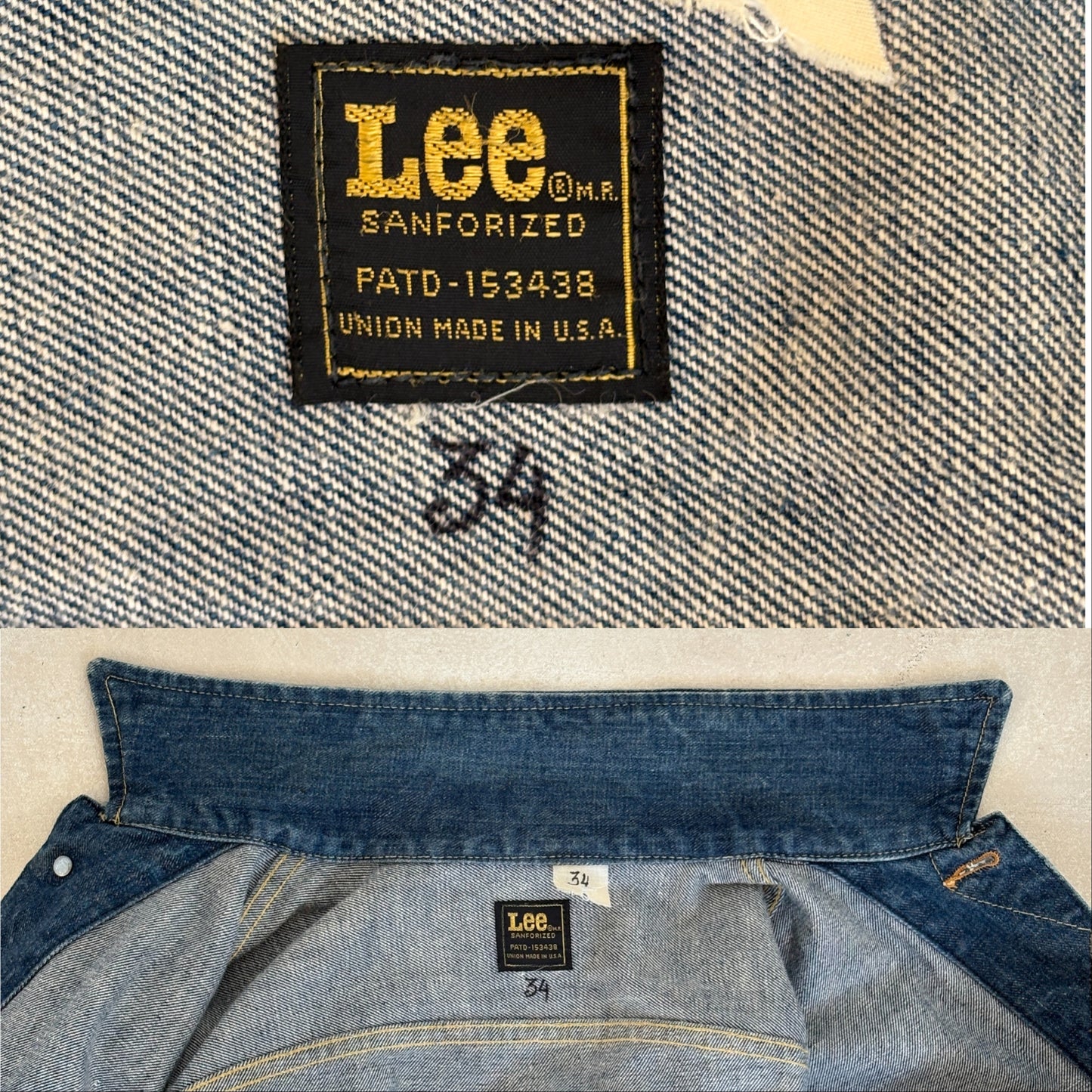 Size 34/3636. Vintage 70s Lee Union Made Denim Shirt – 2 Pockets – Made in USA