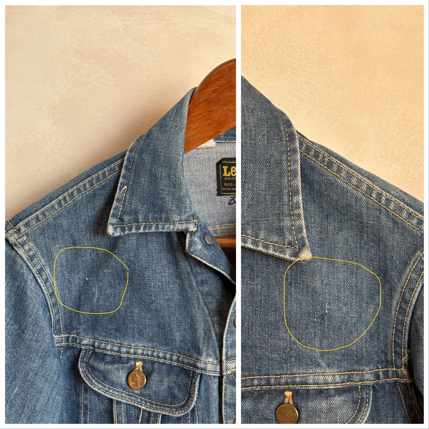 Size 34US / 44EU .Vintage 70s Lee Denim Jacket – Union Made – 2 Pockets – Made in USA
