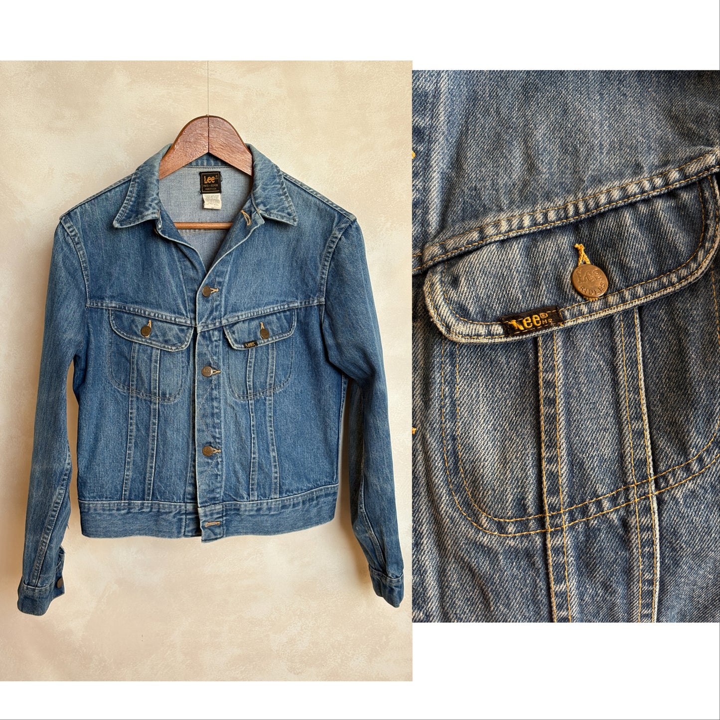 Size youth 20.  Vintage 80s Lee Denim Jacket – 2 Pockets – Made in USA USA