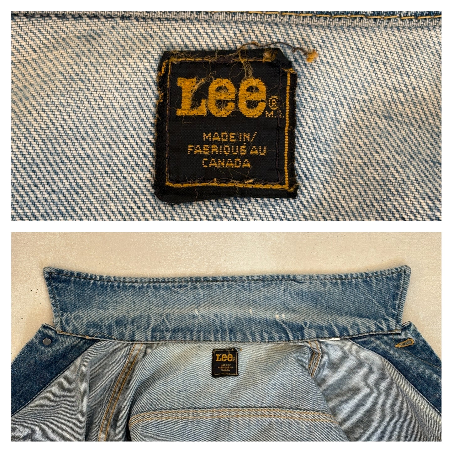 Size 34-36US / 44-46EU .  Vintage 80s Lee Denim Jacket – 2 Pockets – Made in USA