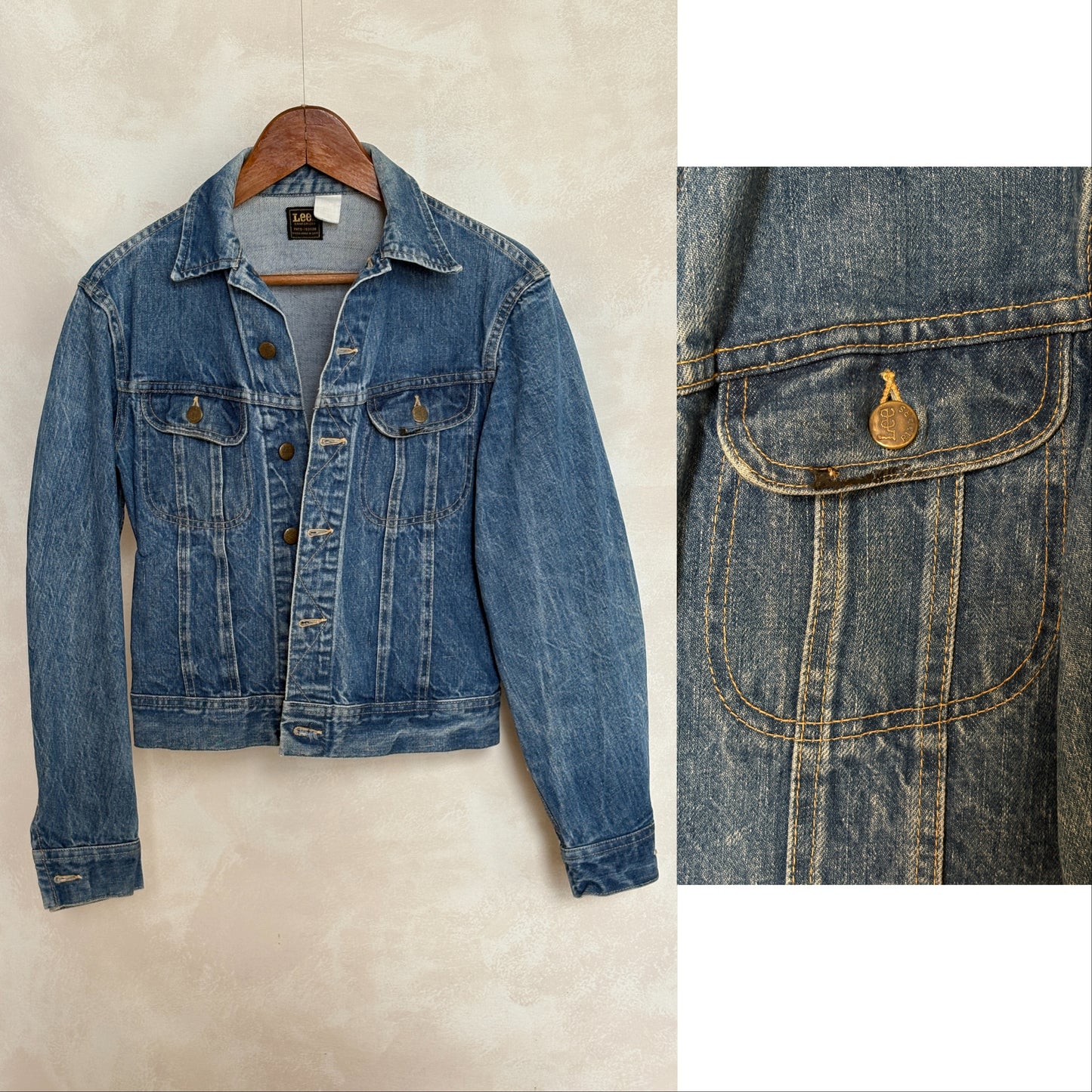 Size: 36US / 46EU Vintage 70s Lee Union Made Denim Shirt – 2 Pockets – Made in USA