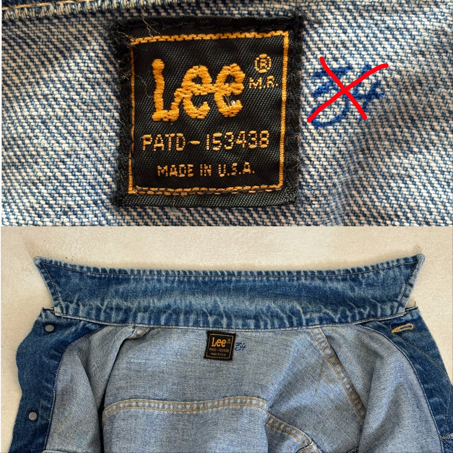 Size 36US / 46EU .  Vintage 80s Lee Denim Jacket – 2 Pockets – Made in USA