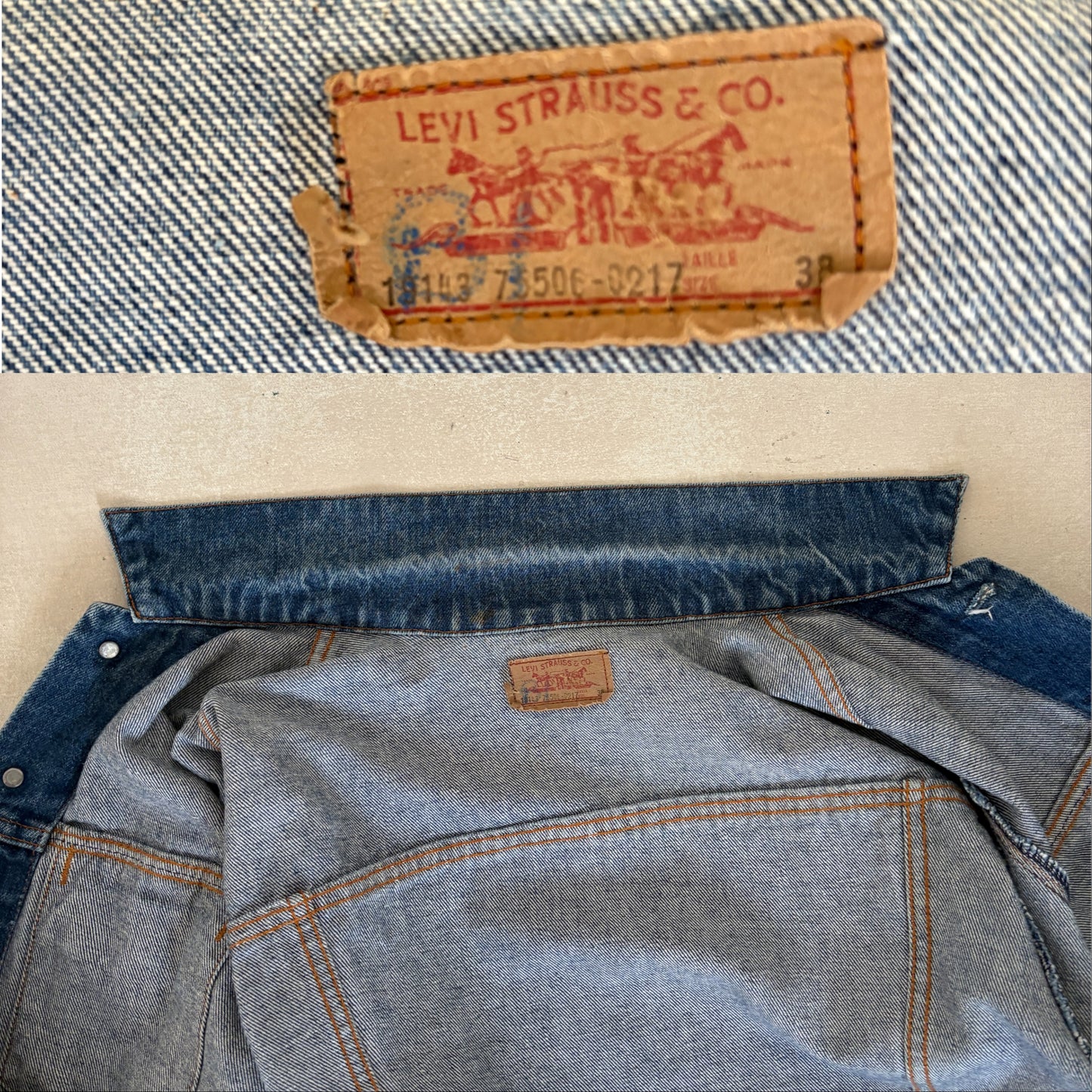 Size 38US/48EU .Vintage 70s Levi’s Denim Jacket – 2 Pockets – Made in USA