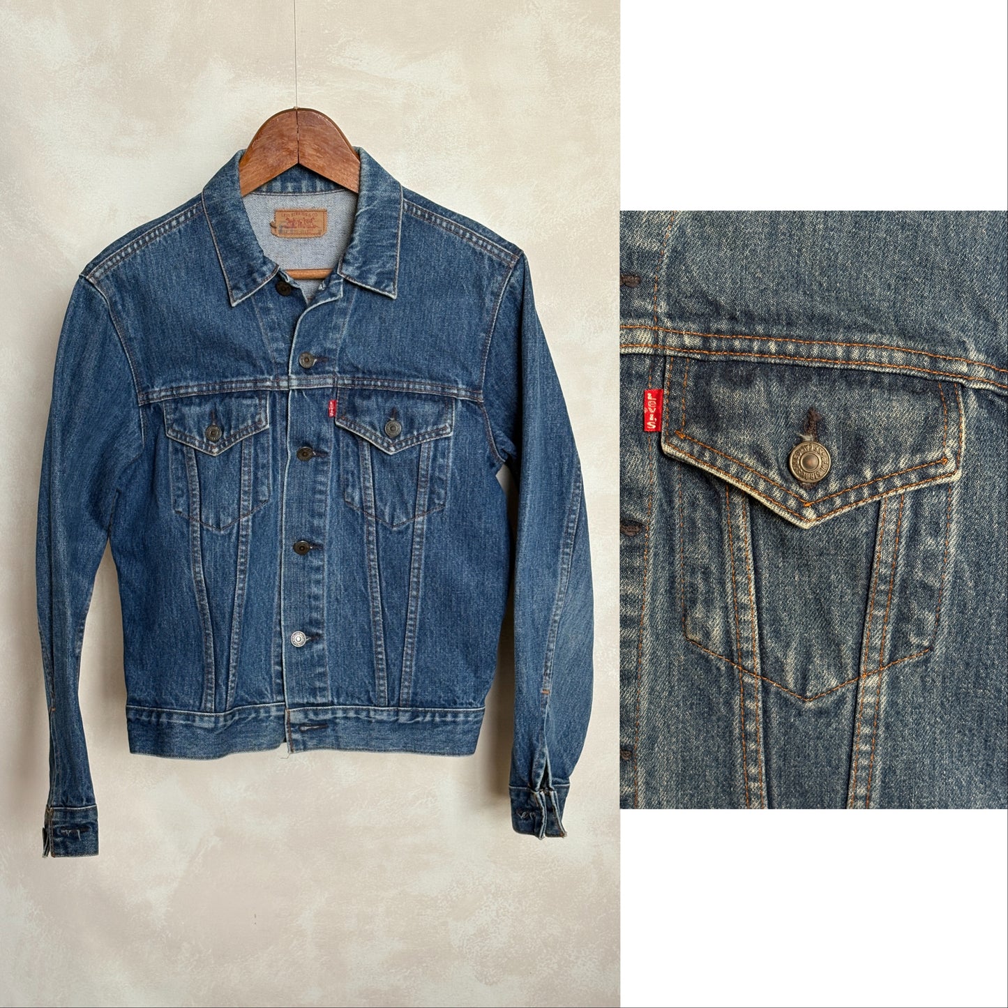 Size 38US/48EU .Vintage 70s Levi’s Denim Jacket – 2 Pockets – Made in USA