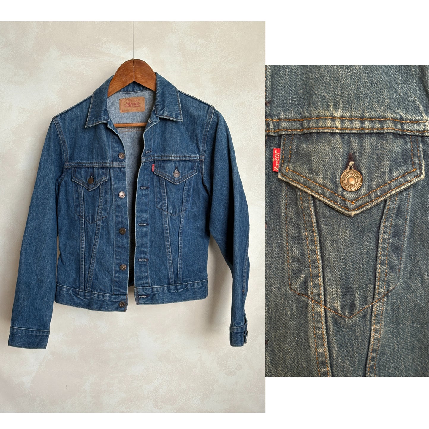 Size 34 . Vintage 80s Levi’s Denim Jacket – 2 Pockets – Made in USA