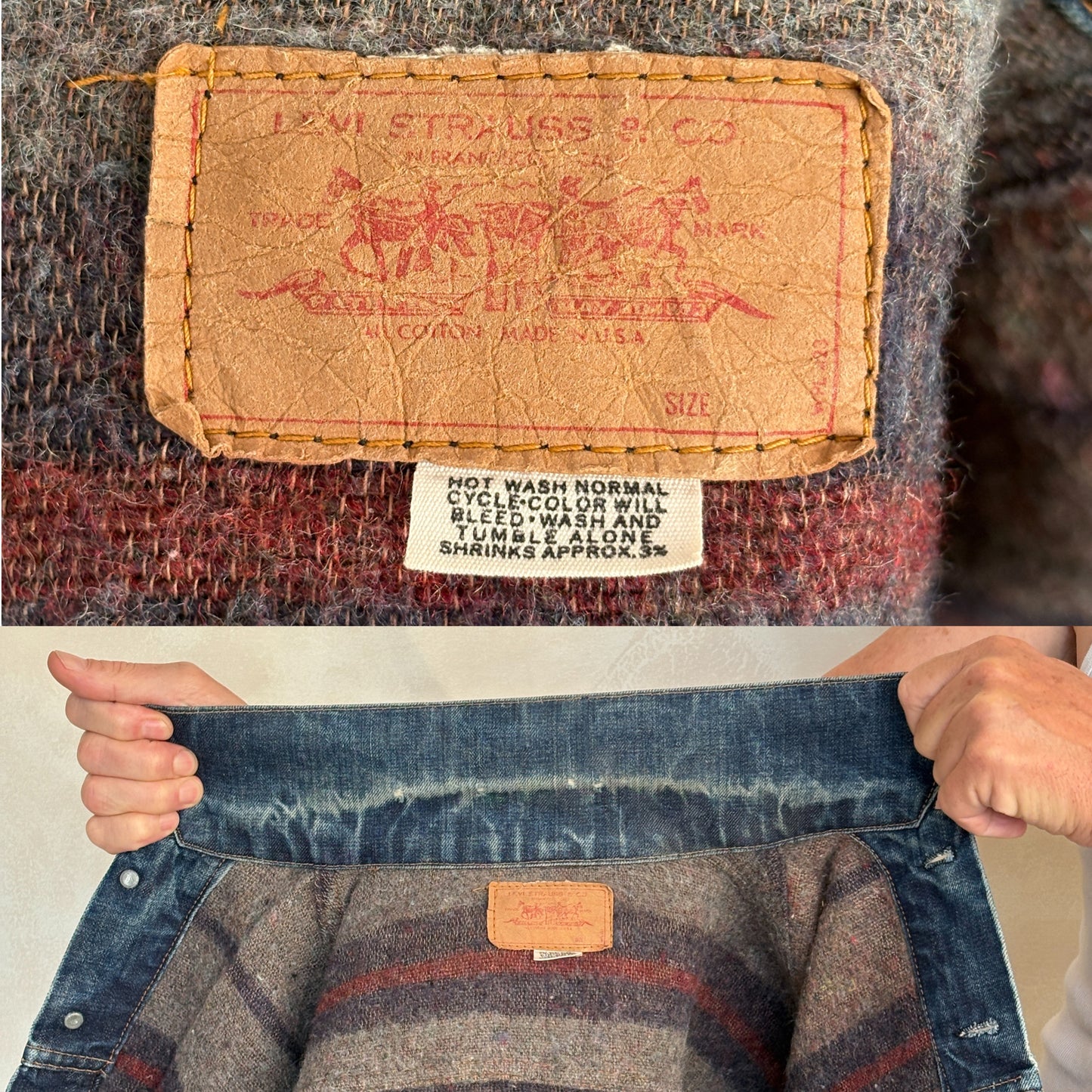 Size 38US / 48EU. Levis 70505 –  Vintage Early 70s 2 pocket Levi’s lined Denim Jacket 70505 – Single Stitch, Made in USA