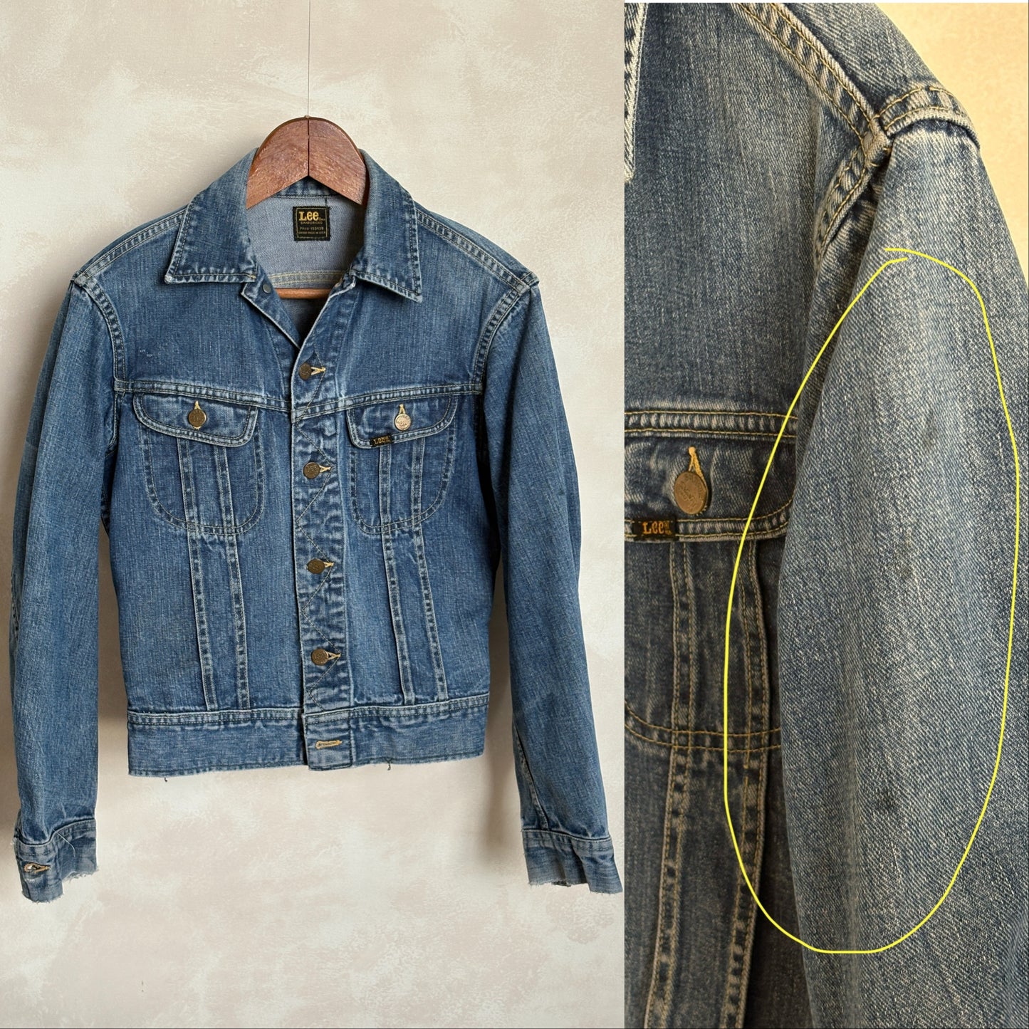 Size 36US / 46EU. Vintage 70s Lee Union Made Denim Shirt – 2 Pockets – Made in USA