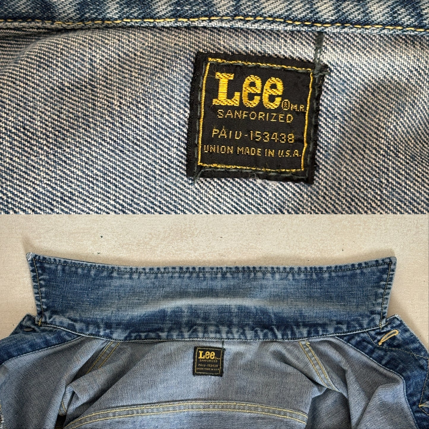 Size 36US / 46EU. Vintage 70s Lee Union Made Denim Shirt – 2 Pockets – Made in USA
