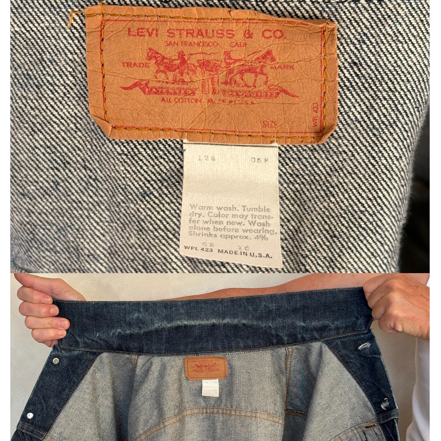 Size 46US / 56EU. Vintage Early 70s 2 pocket Levi’s Denim Jacket 70505 – Single Stitch, Made in USA