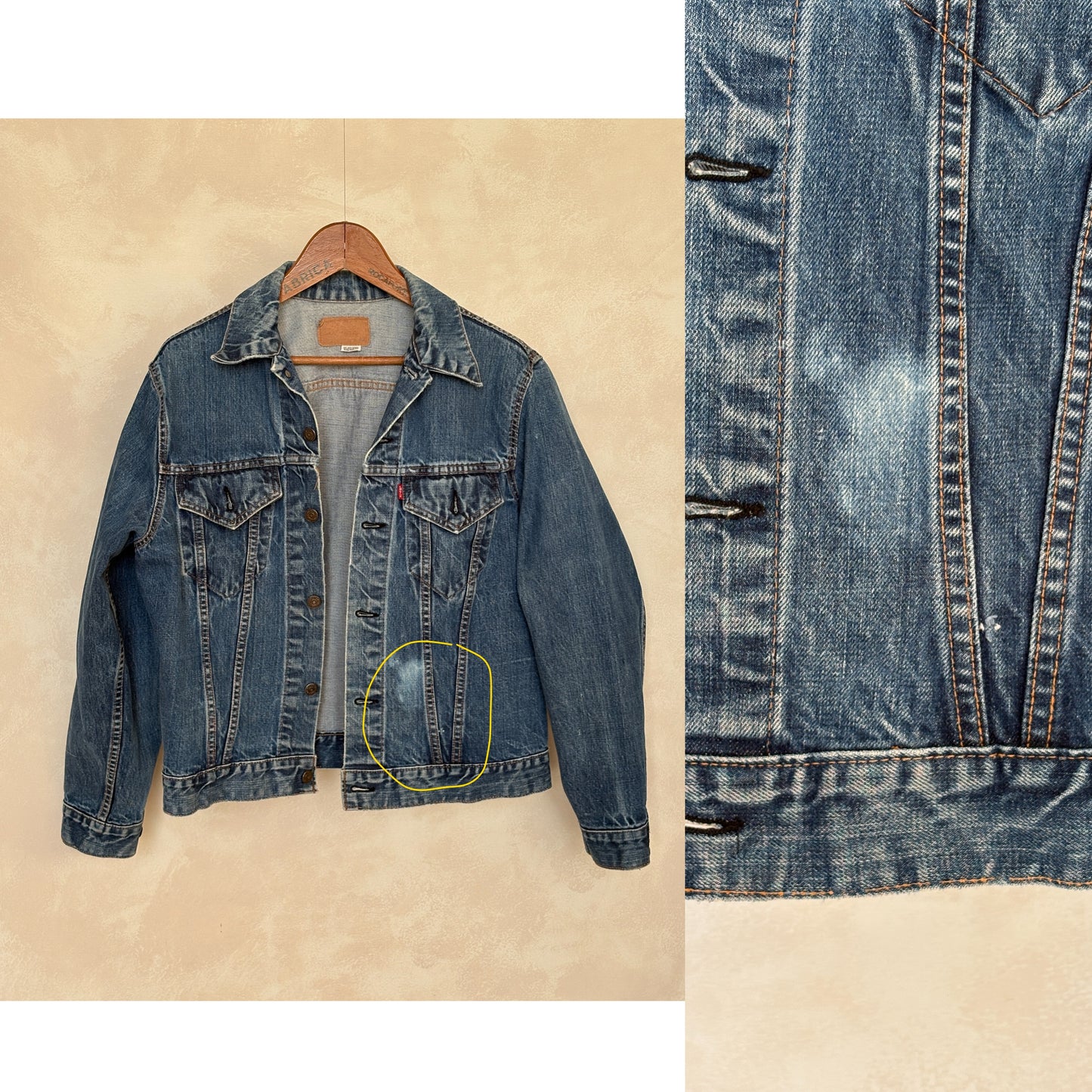 Size 42US / 52EU. Vintage Early 70s 2 pocket Levi’s Denim Jacket 70505 – Single Stitch, Made in USA