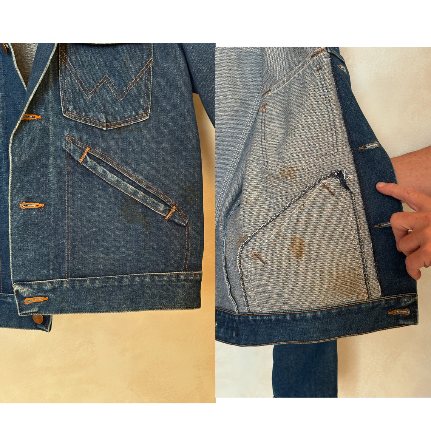 Size 38US / 48EU Authentic 80s Wrangler denim jacket -4 pockets- Made in the USA