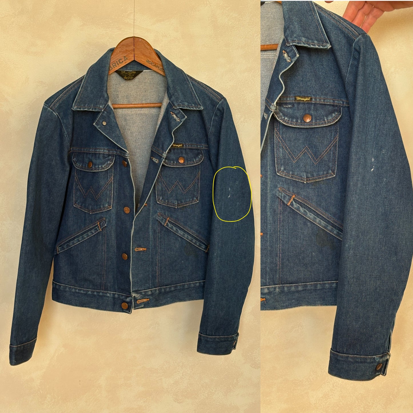 Size 38US / 48EU Authentic 80s Wrangler denim jacket -4 pockets- Made in the USA