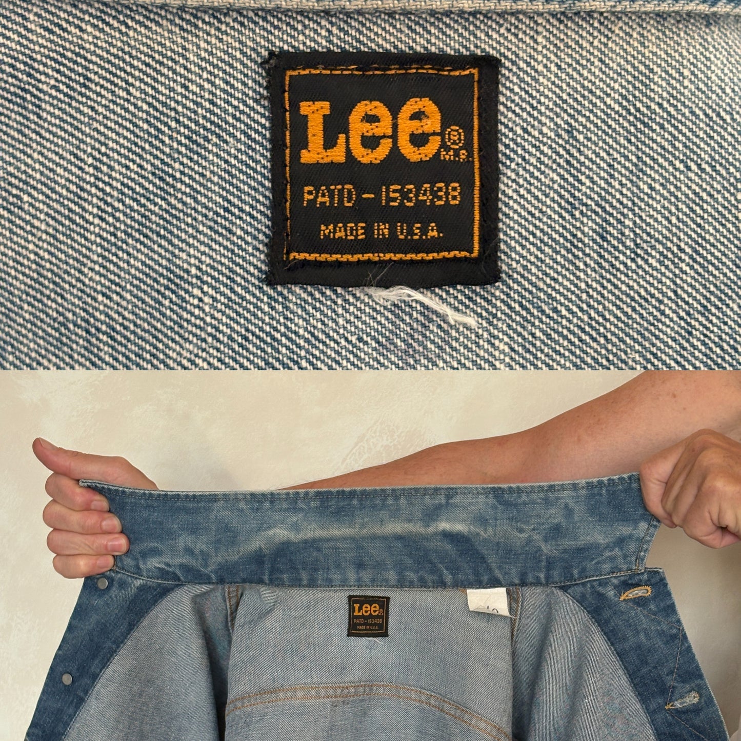Size 40US / 50EU Vintage 80s Lee Union Made Denim Shirt – 2 Pockets – Made in USA