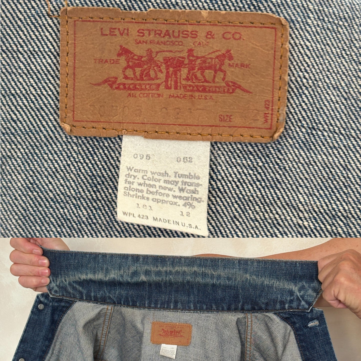 Size 42US / 52EU. Vintage 70s 2 pocket Levi’s Denim Jacket 70505 – Double Stitch, Made in USA