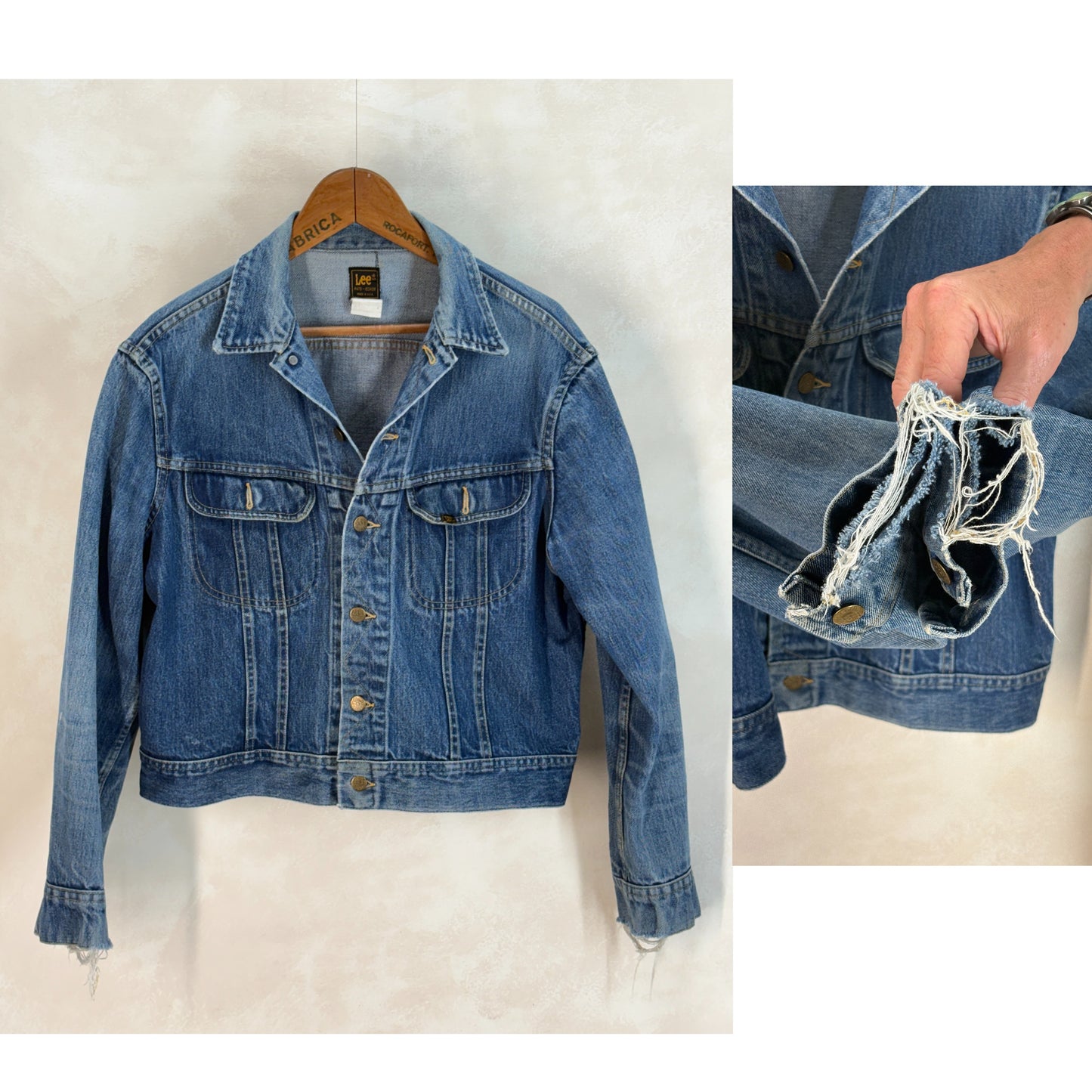 Size 42-44US / 52-54EU. Authentic 1970s Lee Denim Jacket – Made in USA – Two Chest Pockets
