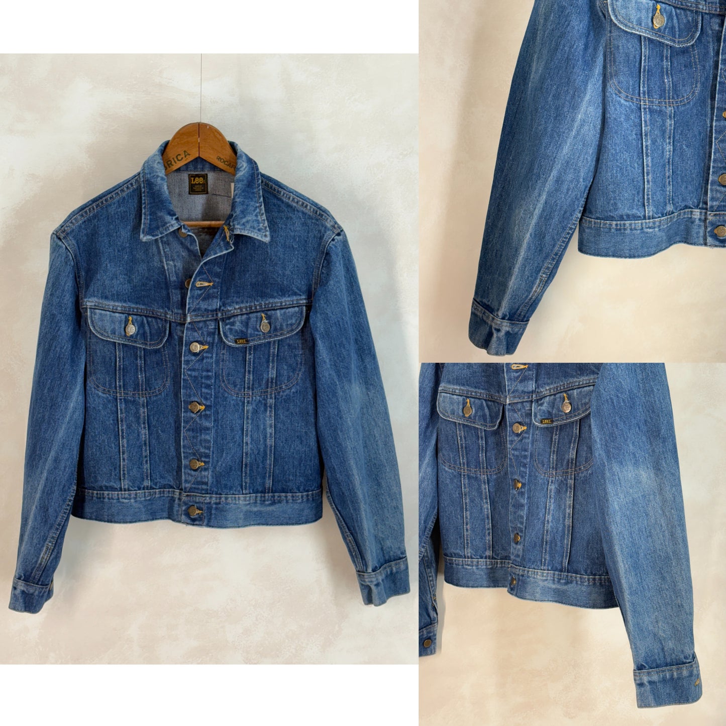 Size 42-44US / 52-54EU. Authentic 1970s Lee Denim Jacket – Made in USA – Two Chest Pockets