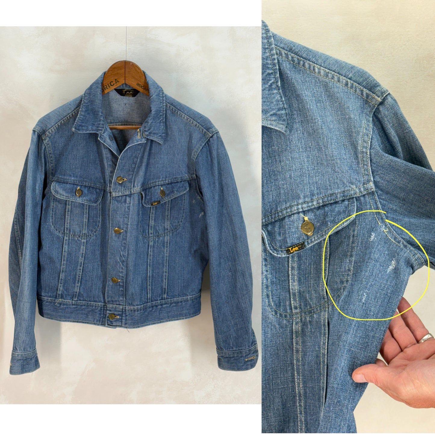 Size 40US / 50EU. Vintage 1980s Lee Denim Jacket – 2 Chest Pockets – Made in USA