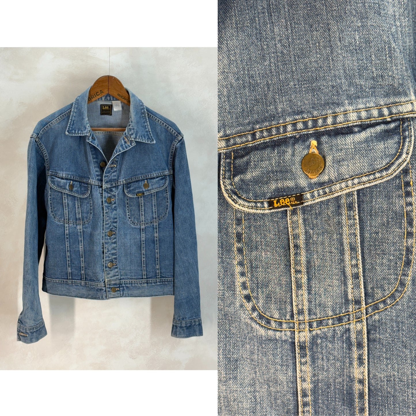 Size 42-44US / 52-54EU. Authentic 1970s Lee Denim Jacket – Made in USA – Twin Chest Pockets