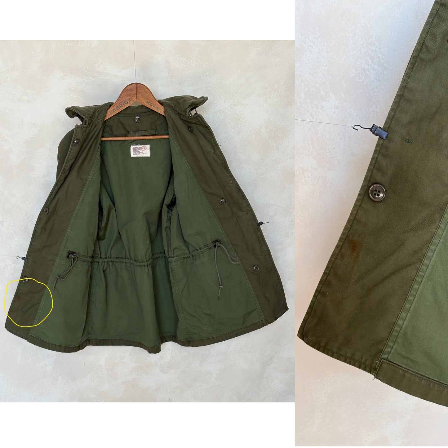 Small Reg. Authentic 1967 OG-107 field jacket Military