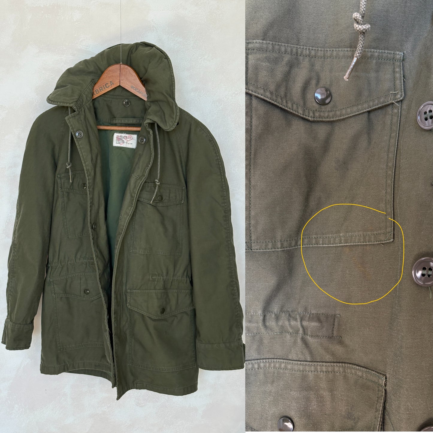 Small Reg. Authentic 1967 OG-107 field jacket Military
