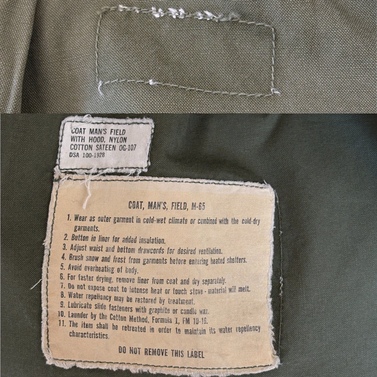 Small Reg. Rare Authentic 1965 first model  US M-65 field jacket Military