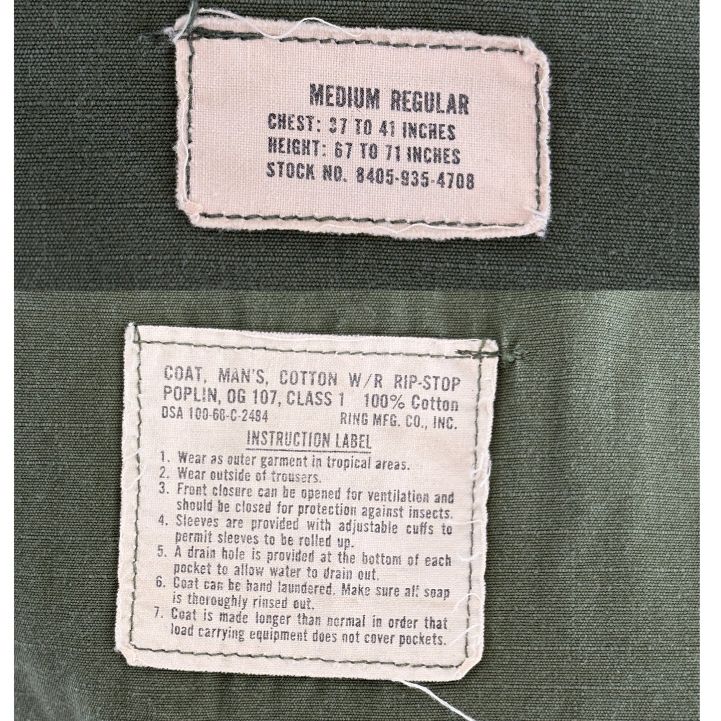 Medium Reg. Authentic 1968 US Army vintage Vietnam jungle jacket.