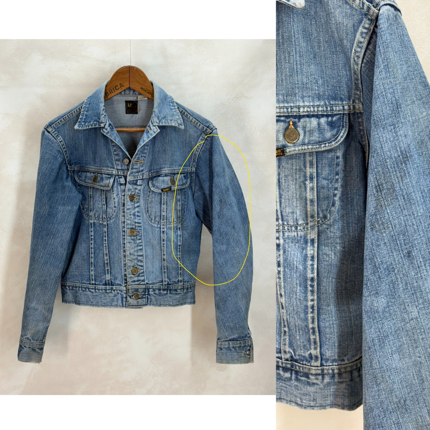 Size 36US / 46EU. Authentic 1970s Lee Union Made Denim Jacket – Made in USA – Two Chest Pockets